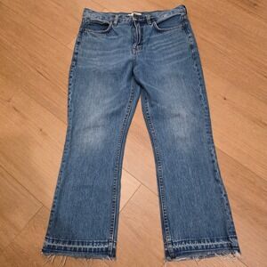 Free People Jeans Womens Size 28 Blue High Rise Released Hem Straight Leg